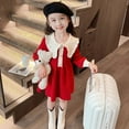 thumbnail image 5 of Jinhomg Toddler Baby Knitted Dresses Girls Trendy Lapel Collar Midi Dress Fall Winter Comfy Long Sleeve Cotton Dresses Red 100, 5 of 10