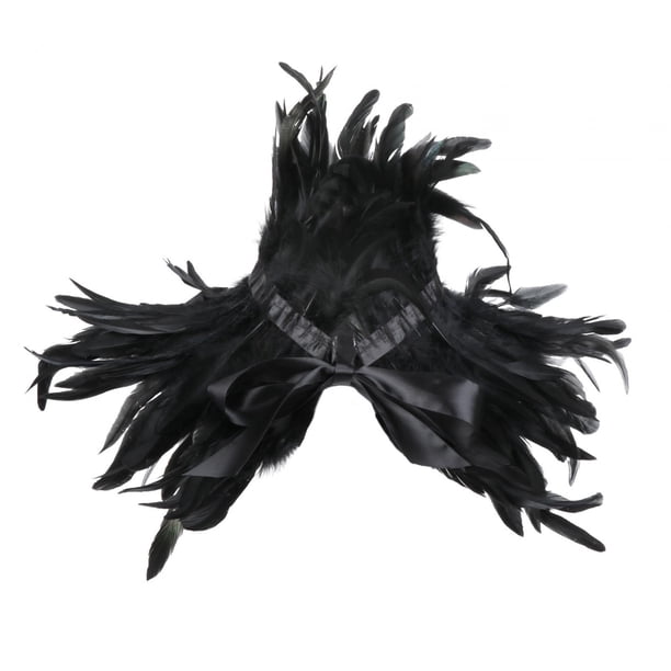 de plumas, chal, capa de plumas, Cosplay, gargantilla maléfica, bufanda para fiesta de Halloween, vestido elegante Punk, estola, Poncho,