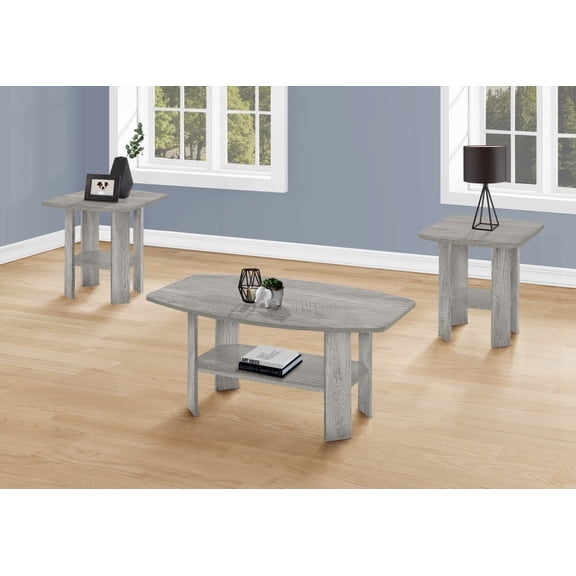 3 in 1 Grey Laminate Table Set - Coffee & End Tables for Living Room