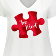 thumbnail image 4 of Inktastic Autism Awareness Be Kind Red Puzzle Piece Women's Plus Size V-Neck T-Shirt, 4 of 5