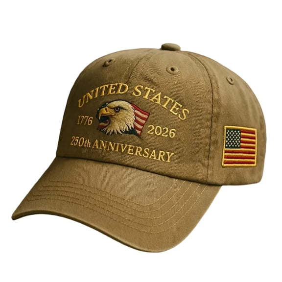 250th Anniversary American Flag Distressed Denim Cap – USA 250 Years Embroidered Hat, Vintage Adjustable Baseball Cap with Metal Buckle