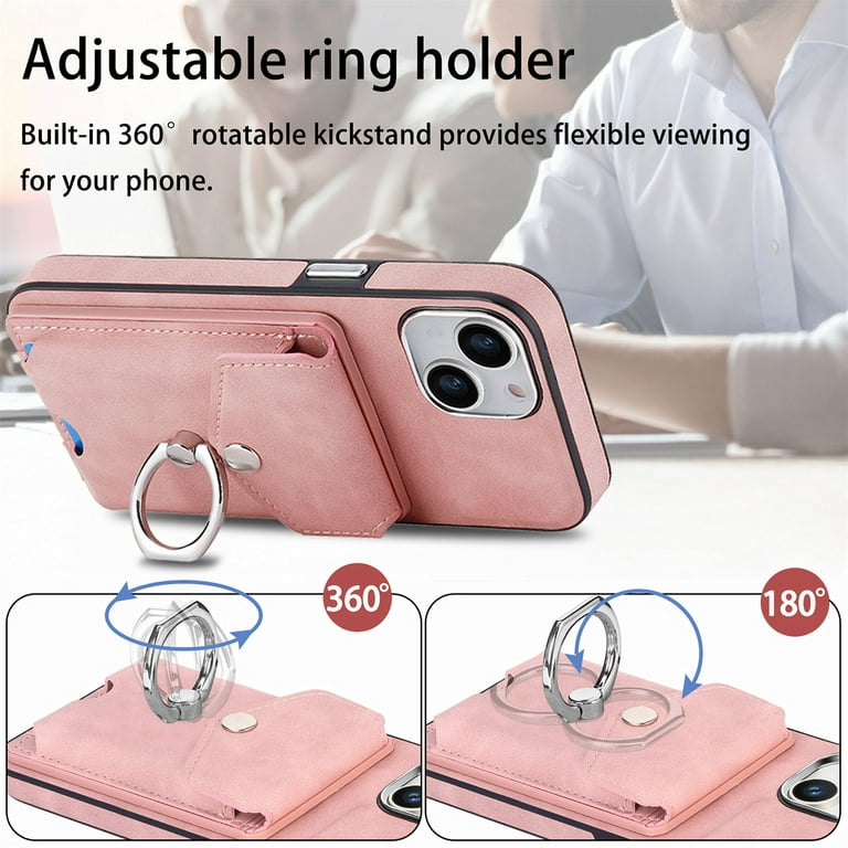 TECH CIRCLE Case for iPhone 11 Pro Max, [Built-in 2 Micro-SIM Card Slots]  Slim Soft Shockproof Protective Cover with Ring Holder Stand + Card Holder