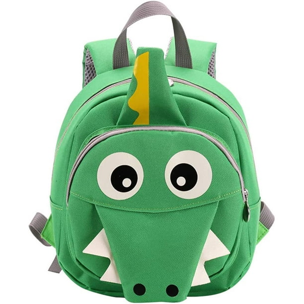 Mochila De Jardín De Infantes Dinosaurio | Para Niños De 2 A 7 Años | 33 Cm Ligera 260g | Tela Oxford Antisalpicaduras | Correa De Pecho Y Tiras Reflectantes | Verde