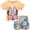 Orange/blue, variant on Disney Minnie Mouse Little Girls Peplum T-Shirt and French Terry Shorts Outfit Set Toddler to Little Kid