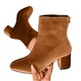 thumbnail image 4 of LEAVINGSUO Women's Snow Boots Fashion Casual And Winter Thick Heel High Heel Ankle Short Boots Brown 41, 4 of 8