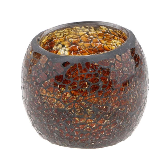 Candelabro votivo de vidrio con mosaico para velas de té, candelabro de mesa para el hogar, 3 pulgadas de diámetro 4