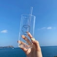 thumbnail image 1 of Encantadora taza de vidrio, taza de vidrio resistente al calor, taza de jugo de leche coreana con pajita, taza de bebida transparente de dibujos animados estable de moda Simple Fason JQWJ308, 1 of 7
