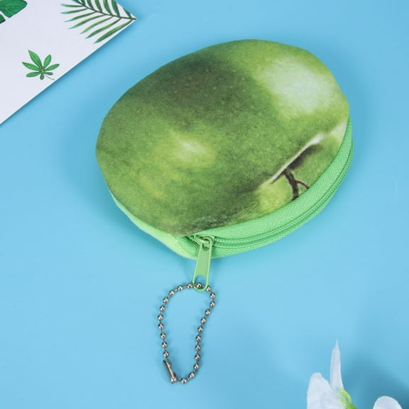 FELTECHELECTR 1Set Novelty Purses for Women Fruit Zipper Coin Purse in Green Plush for Bag Hanging