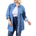 thumbnail image 1 of Camisas de talgrande pamujer Camide mezclilcon botones de cambray Azul 5X, 1 of 7
