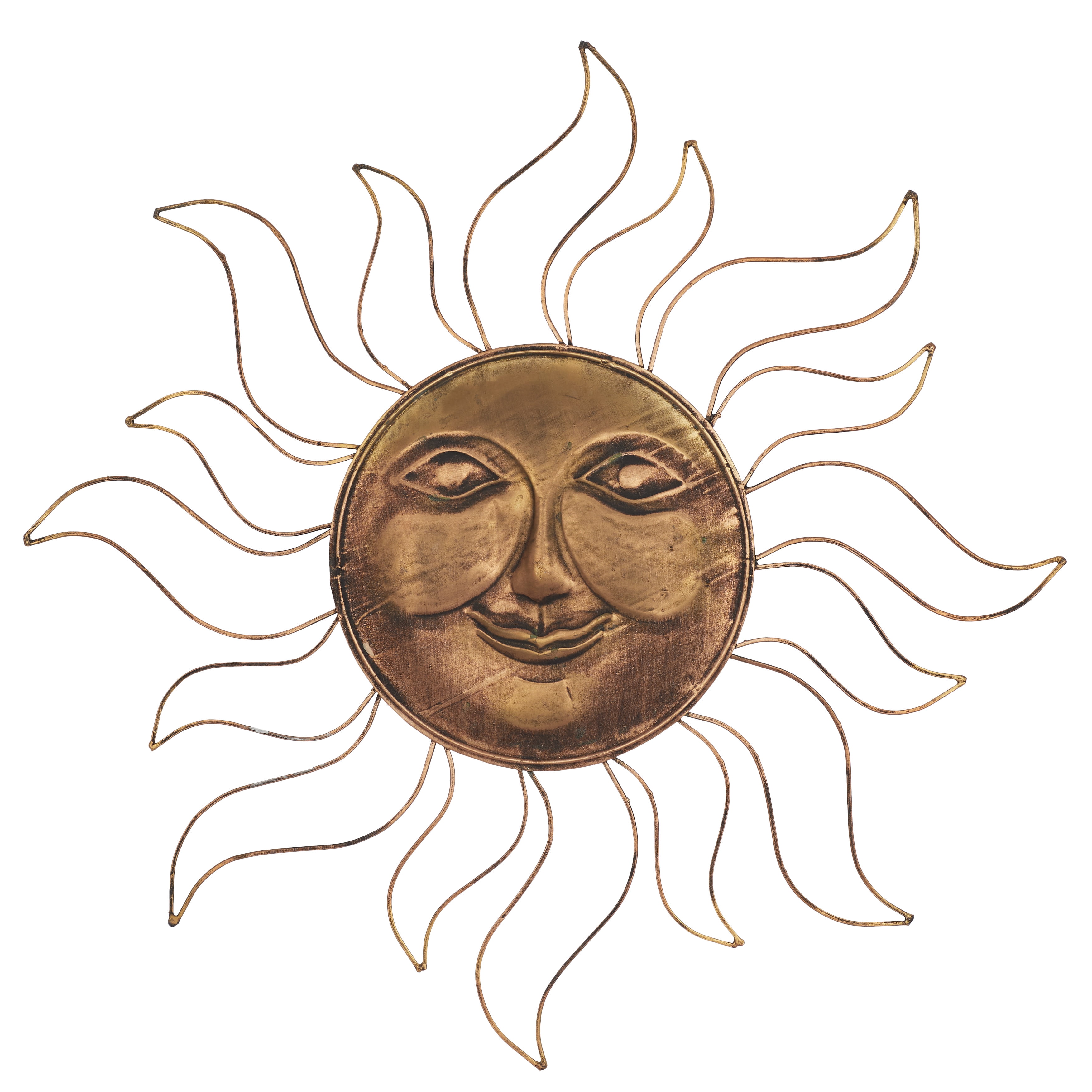 DecMode Metal Eclectic Celestial "Sun Face" Designed Wall Décor with