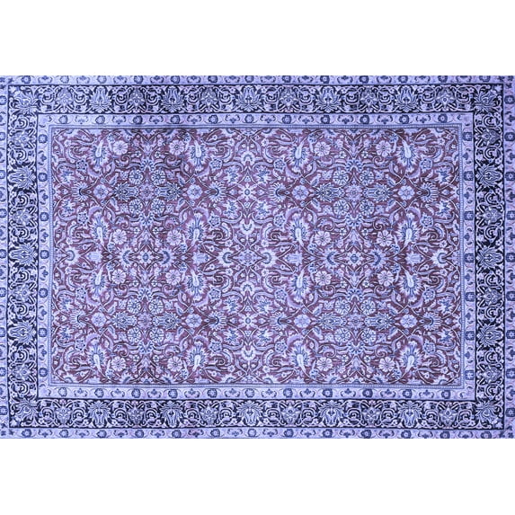 Ahgly Company Machine Washable Indoor Rectangle Persian Blue Traditional Area Rugs, 5' x 7'