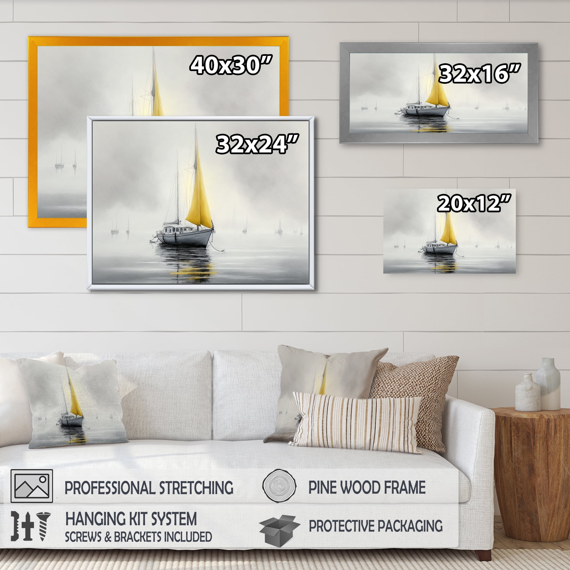 Designart Boat Anchored III Canvas Wall Art