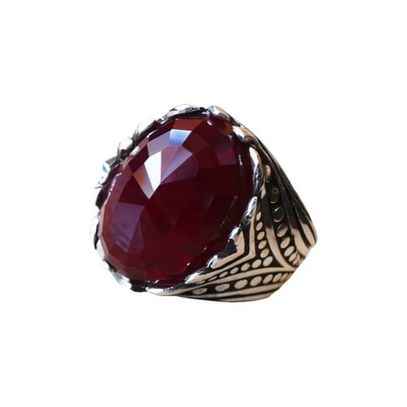 Red Garnet Ring, Silver Jewelry, 925 Silver Ring, Father's Day, Rose Cut Garnet Ring, January Birthstone Ring, Heavy Mens Ring, Spiritual Healing Gemstone, Christmas, Designer Mens Ring