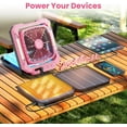 thumbnail image 5 of 26800mAh Portable Fan Rechargeable with 18W Detachable Solar Panel, Quiet Battery Powered Camping Fan Cordless with LED Lantern for Office Desk Hurricane(Pink), 5 of 10