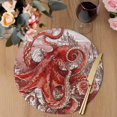 thumbnail image 3 of Ocean Red Octopus Round 13 Inch Placemats Set of 8, Nautical Castle Coastal Lighthouse HeatResistant Non Slip Place Mats for Dining Table, Wipeable Braided Kitchen Table Mats for Housewarming, 3 of 9