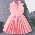 thumbnail image 5 of FAVIPT Girls Tank Dress Heart Sleeveless Lapel Collar Button Up Pleated Dresses Casual Cute Contrast Trim Preppy Sports Dress Pink,4-5 Years, 5 of 8