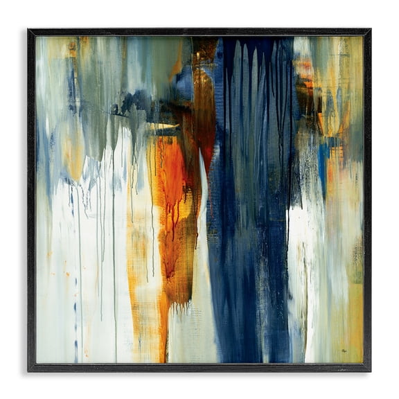 Stupell Industries Contemporary Cascading Blue Green Orange Paint Abstraction Black Framed Giclee Art, 12 x 12, by Lisa Ridgers