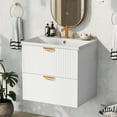 thumbnail image 3 of Modern 24-Inch Wall-Mounted Bathroom vanity with 2 Drawers, White&nbsp; - Ideal for Small Bathrooms, 3 of 9