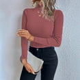 thumbnail image 5 of Womens Long Sleeve Turtleneck Sweaters Ribbed Knit Pullover Tops Slim Fit Basic Casual Comfort Soft Outfits Watermelon Red M, 5 of 6