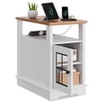thumbnail image 2 of GALAXHERO Farmhouse End Table with Charging Station Narrow Side Table for Living Room Night Stand with Storage, Nightstand with USB Ports and Outlets for Bedroom White, 2 of 6