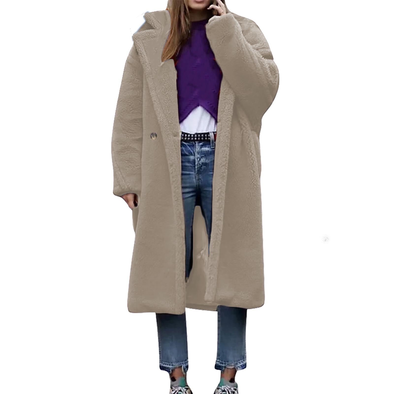 LOVZFMLL Vestes pour Femmes Manteau à Manches Longues en Cheveux d'Agneau Col Chaud