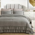 thumbnail image 2 of Lady Ann Shabby Grey Ruffled Comforter Set,Farmhouse Rustic Microfiber Bedding Comforter Set,Vintage Gray Ruffle Fringe Comforter for Queen Bed Fluffy Aesthetic Girls Home Bedding 3 Pieces, 2 of 7