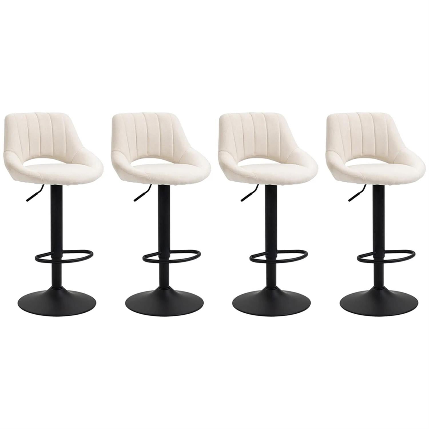 Demi Bonn Modern Swivel Bar Stool Set of 4 with Adjustable Height, Bar Height Stool with Upholstered Back and Steel Legs for Kitchen, Dinning Room, White