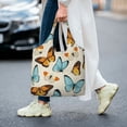 thumbnail image 5 of Xecao's Butterflies Canvas Tote Bag is a versatile choice for women, serving as a stylish beach bag, shopping bag,and reusable grocery bag., 5 of 5