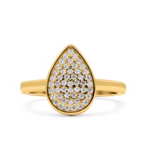 Yellow Tone, Simulated Cubic Zirconia Size-7 Pear Wedding Engagement Ring Band 925 Sterling Silver