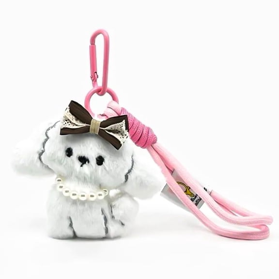 Januofit Plush Keychain Charm, Soft Mini Backpack Accessory with Decorative Bow Pendant for Women Girls Gift