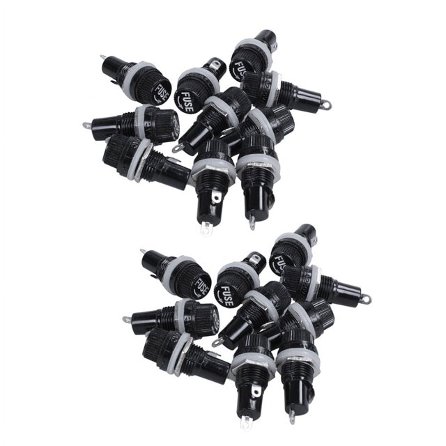 20 portafusibles de plástico para montaje en panel, 10 A, CA, 250 V, 5 mm x 20 mm