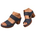 thumbnail image 4 of Womens Sandals Dressy Chunky Heeled Sandals Pour Femmes Slip On Gold Sandals Open Toe Block Heels, 4 of 6