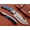 Blue, variant on 9.5" long Damascus steel Ladder pattern skinning knife, Full tang drop point Gut hook blade, Finger serrated Blue colored wood scale, includes Cow hide Leather sheath (Blue Wood)