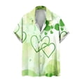 thumbnail image 2 of Alkepwun St Patricks Day Shirt Men Clover Printed Irish Holiday Tees Short Sleeve Tops Regular Fit Summer Beach Casual Lapel Button Down Hawaiian Shirts on Clearance, 2 of 5
