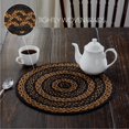 thumbnail image 4 of VHC Brands Black & Tan Table Mat- Pot Holder- Woven Jute Trivet, 15" Round, 4 of 9