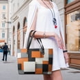thumbnail image 5 of Abstract Geometric in Orange White Black Grey Woman Leather Handbags Large Tote Bag Fashion Portable Handbags With Zipper, 5 of 7
