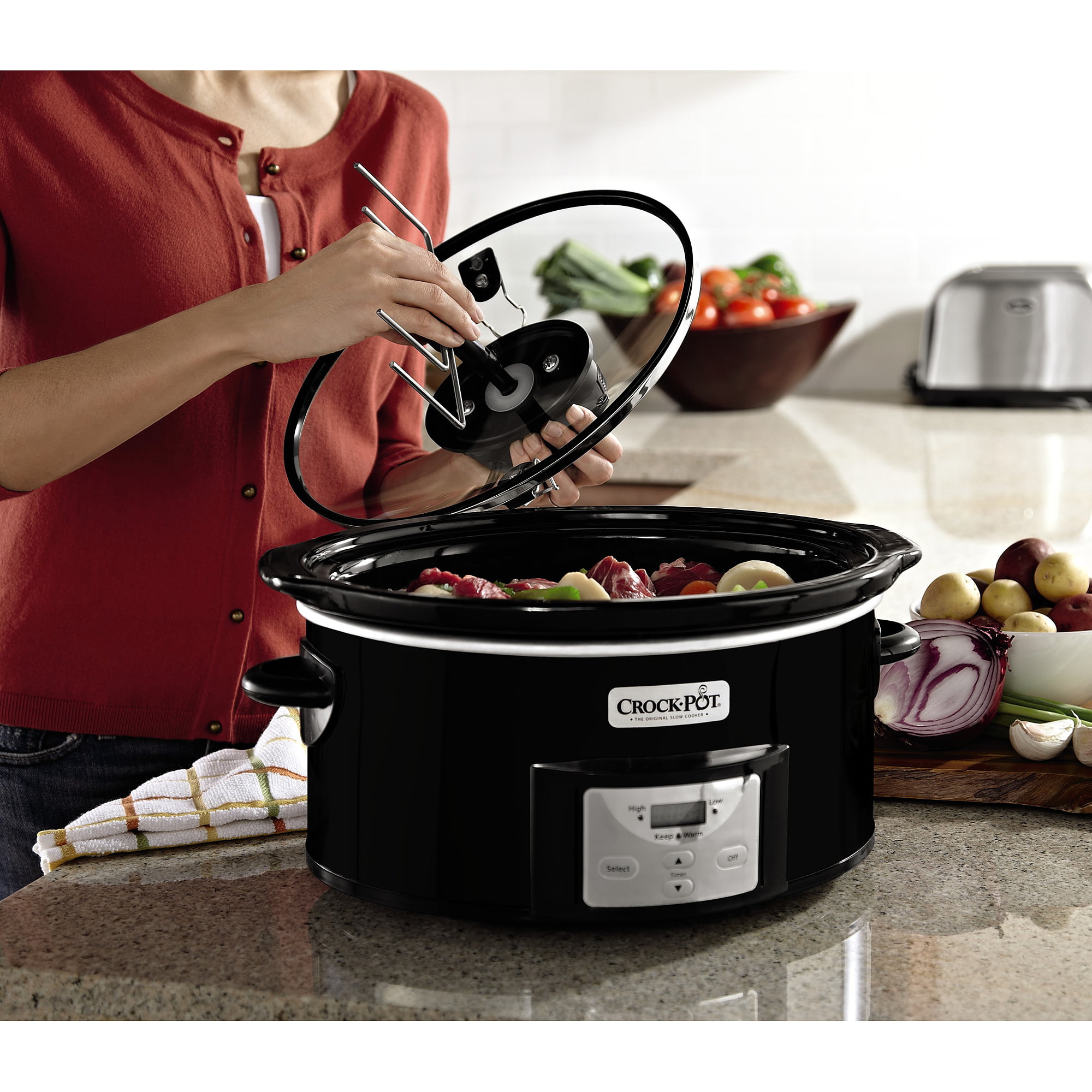 MEEDEER Slow Cooker White, Small Slow cooker 1QT, Smart Appointment,  Ceramic Interior pot, Automatic Multi-function Rice Cooker, Elecric Stew,  Yogurt