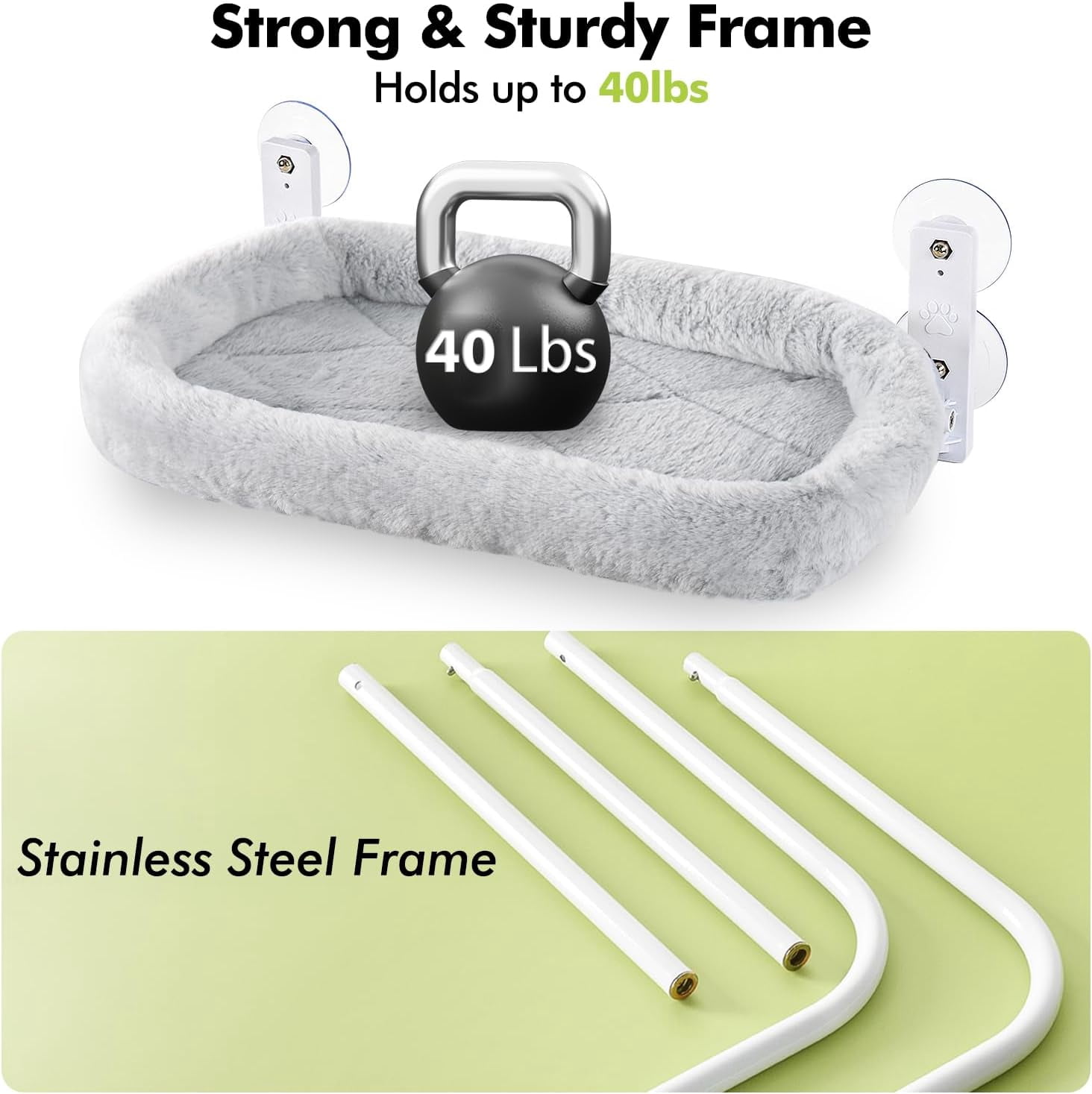 RunMin Grocery Store Cordless Cat Window Perch, Cat Hammock for Wall