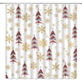 thumbnail image 1 of Merry Christmas Shower Curtain Colorful Xmas Tree Snowflake Abstract Winter Holiday Cartoon Pattern for Bathroom Decor Fabric Curtain with Hooks，Red Yellow White, 1 of 2