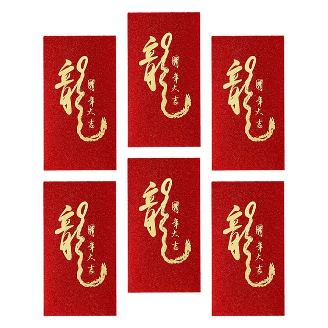 6 sobres rojos del Año Lunar Chino y del Año del Dragón para festivales. Estilo B