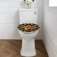 thumbnail image 2 of ZUXONGSY Sunflower Highland Cow Flannel Toilet Cover Restrooms Toilet Cover Protective Cover with Elastic Band Decorative Round Elongated Toilet Lid Covers Comfortable for Hotel Bathroom, 2 of 6