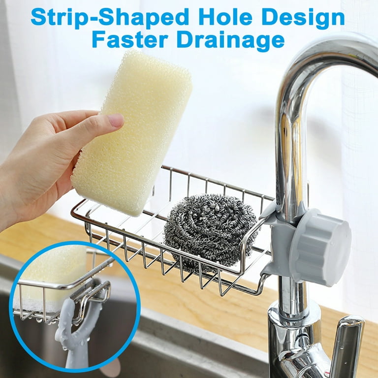 EEEkit Kitchen Hanging Sponge Holder, Adjustable Sink Caddy
