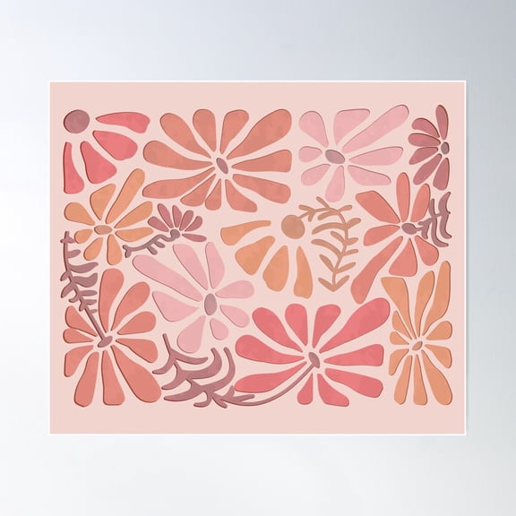Coral Flowers Poster Wall Art, Modern Wall Decor For Living Room Bedroom, 8x12 UNFRAMED