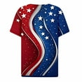 thumbnail image 4 of HOWPAY Independence Day T Shirts for Women 4th of July 3/4 Sleeve V Neck Blouse American Flag Patriotic Tops Casual Loose Y2K Clothes Blue M, 4 of 5