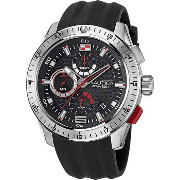 Nautica Men's NAPNSF109 NST 101 Grey/Black/Black Silicone Chronograph Watch