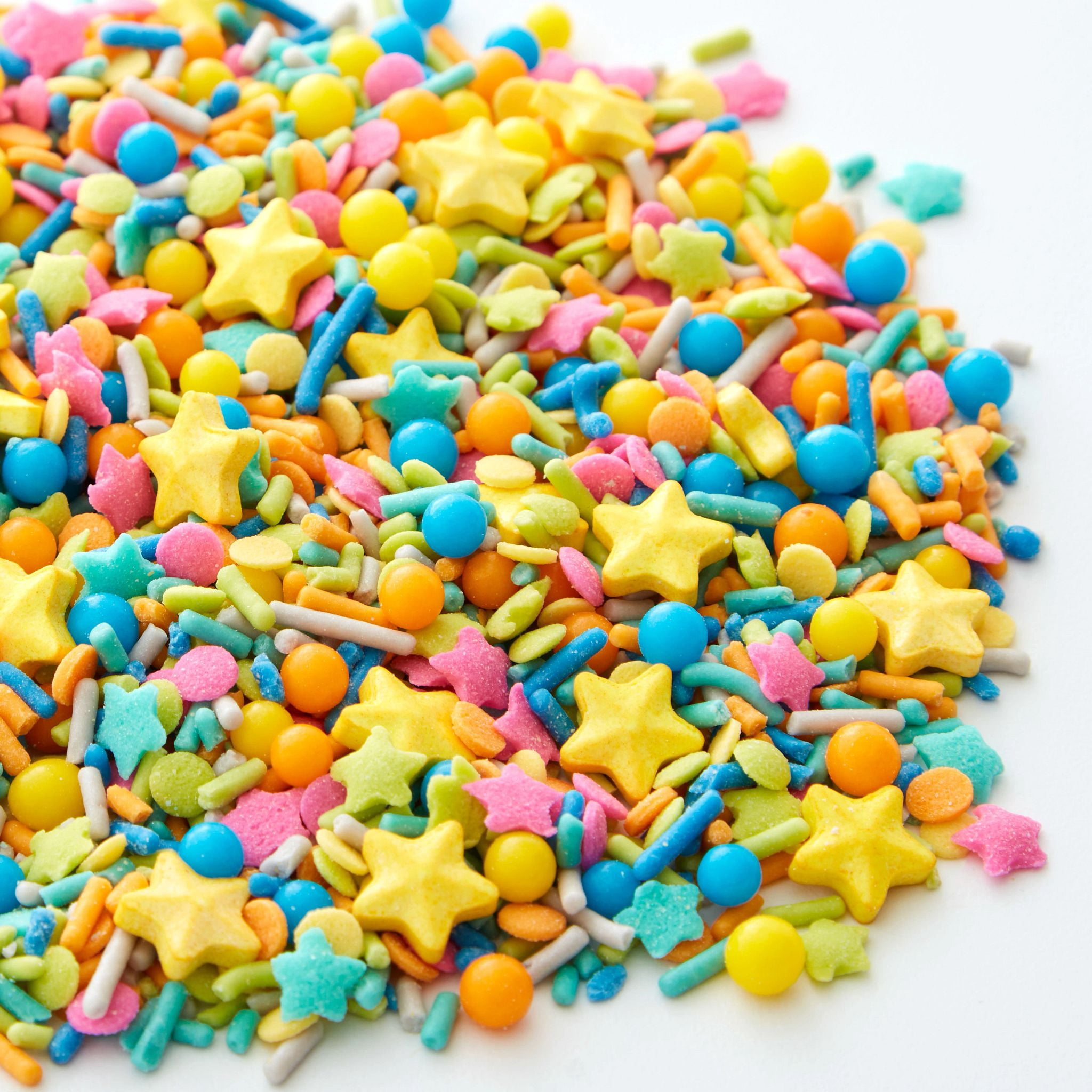 Great Value Neon Stars and Jimmies Sprinkles Mix for Cakes Decorating, 10.5 oz., Assorted Colors