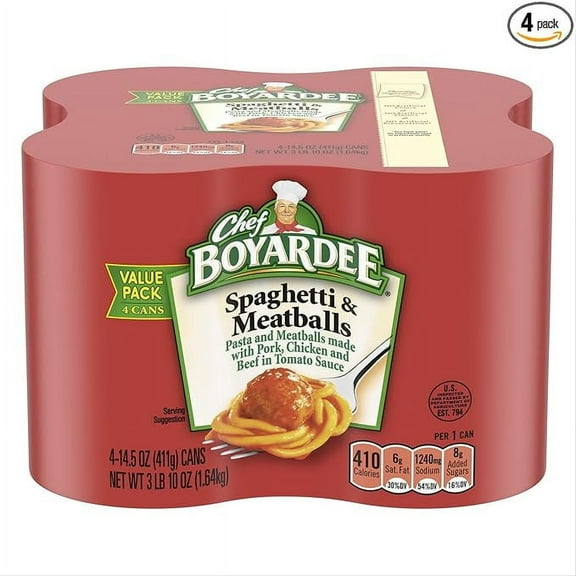 Chef Boyardee Spaghetti and Meatballs, 14.5 Oz Cans, Pack of 4 ( Pack of 2 )