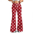 thumbnail image 2 of Women's Fashion Loose Drawstring Waist Polka Dot Printed Casual Sports Flared Pants, Elastic Joggers Sweatpants, Stylish Yoga Pants for Women,Red,L, 2 of 8