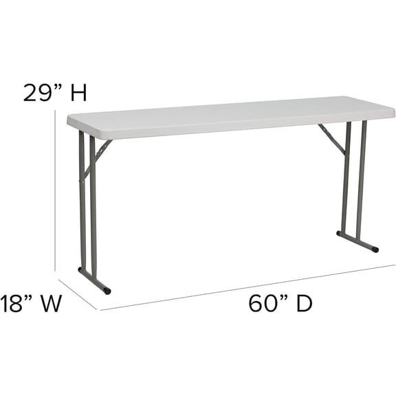 5' Rectangular Plastic Folding Table, Long Plastic Foldable Table for Residential Indoor/Outdoor Events, White | Folding, Training/Seminar