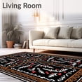 thumbnail image 2 of ODIKA 5'x7' Machine Washable Non-Slip Area Rug, Nordic Winter Pine Branches with Stylized Berry Motif and Merry Lettering High Traffic Rug with Pad, Black, 623649, 2 of 8